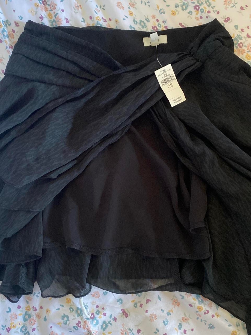 aerie Black Tiered Ruffle Skater Skirt